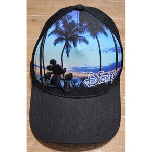 Disney 3D Embroidered Mickey Mouse Palm Trees Baseball Hat Adult Black